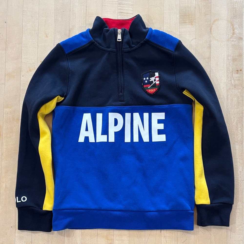 Polo Ralph Lauren Boy’s Size 7 Downhill Skier Double-Knit Half-Zip Pullover